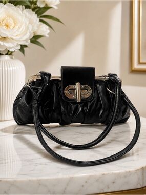 EXPRESS Pleated Women Handbag Faux Leather Shoulder Bag Fashion New Clip